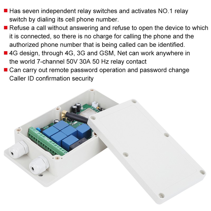 GSMRELAY4G 4g 3g GSM Relay Switch 7Way Wireless Remote Controller