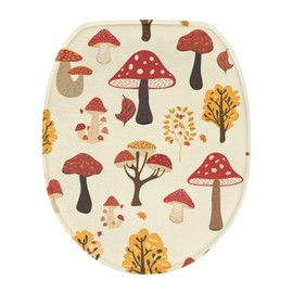 Bivxisrvo Cute Mushroom Print Toilet Seat Lid Cover Polyester Fabric Toilet Seat Covers for Bathroom Soft Universal for Most Toilet Bowl Lids，Bathroom accessories