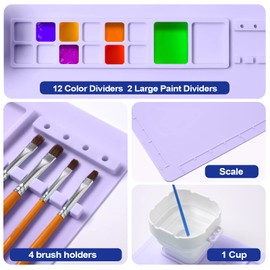 AWOKE Silicone Painting Mat - 20"X16" Silicone Art Mat with 1 Water Cup for Kids - Silcone Craft Mat has12 Color Dividers - 2 Paint Dividers (Purple)