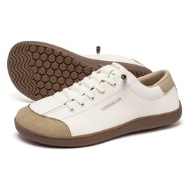 HOBIBEAR Womens Mens Wide Minimalist Barefoot Fashion Trainers Zero Drop Shoes Beige Brown