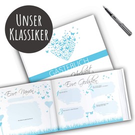 Guest book with questions practical wedding album wedding book for e.g. Wedding parties in various colours, A4