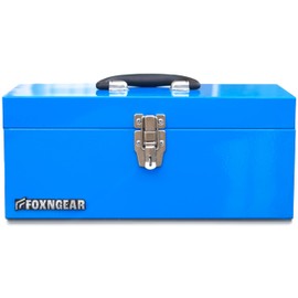 HantekSteel 16" Portable Steel Heavy-duty Tool Box 18-Gauge with Metal Latch and Handle Blue