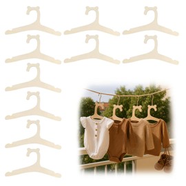 10Pcs Wooden Baby Coat Hangers, Non-Slip 9 inches Kids Coat Hangers, Reusable Baby Hangers, Cute Bear Newborn Hanger for Children's Dresses Coats Pants, Eco-Friendly & Durable