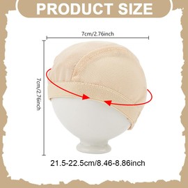 GOMAKERER 4 Pcs Doll Wig Net Caps, DIY Mini Doll Wig Hair Set Fishnet Wig Caps Mesh Caps Hairdressing Accessory Closed End Hair Mesh Net Wig Caps for Doll Wigs Making Accessories, Navajo White