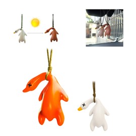Uv Duck Color-Changing Roast Duck Car Pendant,Cute Temperature Reminder Pendant, Fun Hanging Ornament for Cars, Bicycles