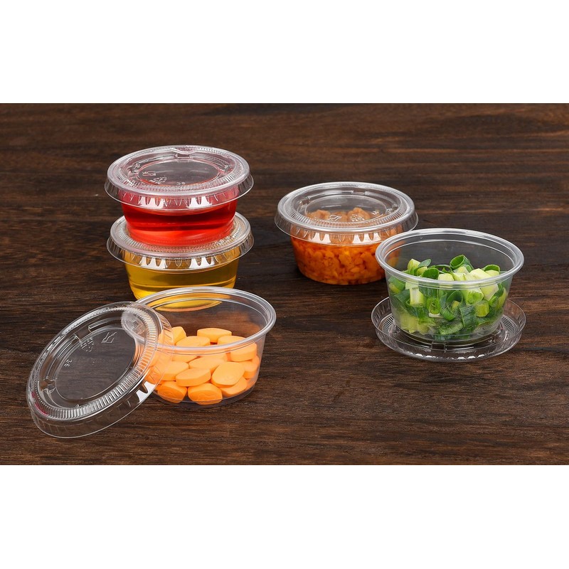 EDI Clear Disposable Plastic Portion Cups with Leakproof Lids |