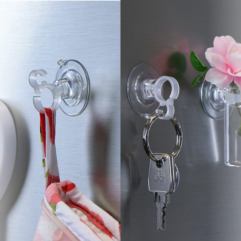 com-four® 20 x Suction Cup Holders with Clip Hooks for