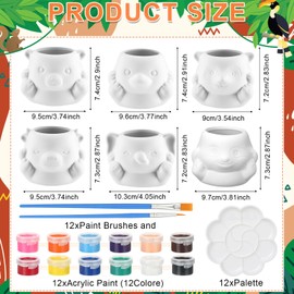 Chuangdi 6 Sets DIY Ceramic Succulent Pots Animal Ceramic to Paint Small Paint Your Own Succulent Pot Unpainted Planters with Drainage Hole Color Paints Paintbrushes Palettes for Craft(Novel Style)