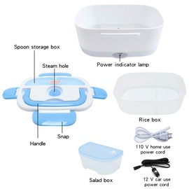 VECH Electric Lunch Box Food Warmer - Portable 110V & 12V Heating Lunch Box for Car, Truck, Home, and Office - 1.5L Removable BPA-Free Container - Healthy Meal Solution for On-The-Go Lifestyles