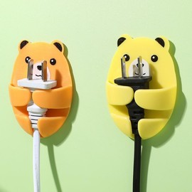 PRETYZOOM 8pcs Power Outlet Hook Bear Shaped Plug Storage Hooks Cartoon Plug Holder Power Cord Organizer for Plug Socket Power Cord Storage and Fixing Device