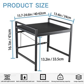 ECHLI Expandable Microwave Shelf, 2 Tier Microwave Stand Microwave Shelf Stand,Microwave Oven Rack,Bakers Rack,Kitchen Countertop Organizer Shelves,90 lbs Weight Capacity (Square 34cm Wide Black)