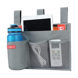 Zafit Hanging Bedside Caddy, Bedside Storage Organizer for Magazine, Phone, Remote control (4 Pockets-Grey)