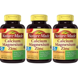 Nature Made Calcium, Magnesium & Zinc w. Vitamin D Tablets Value Size 300 Ct (3 Pack of 300)（Packaging may vary）