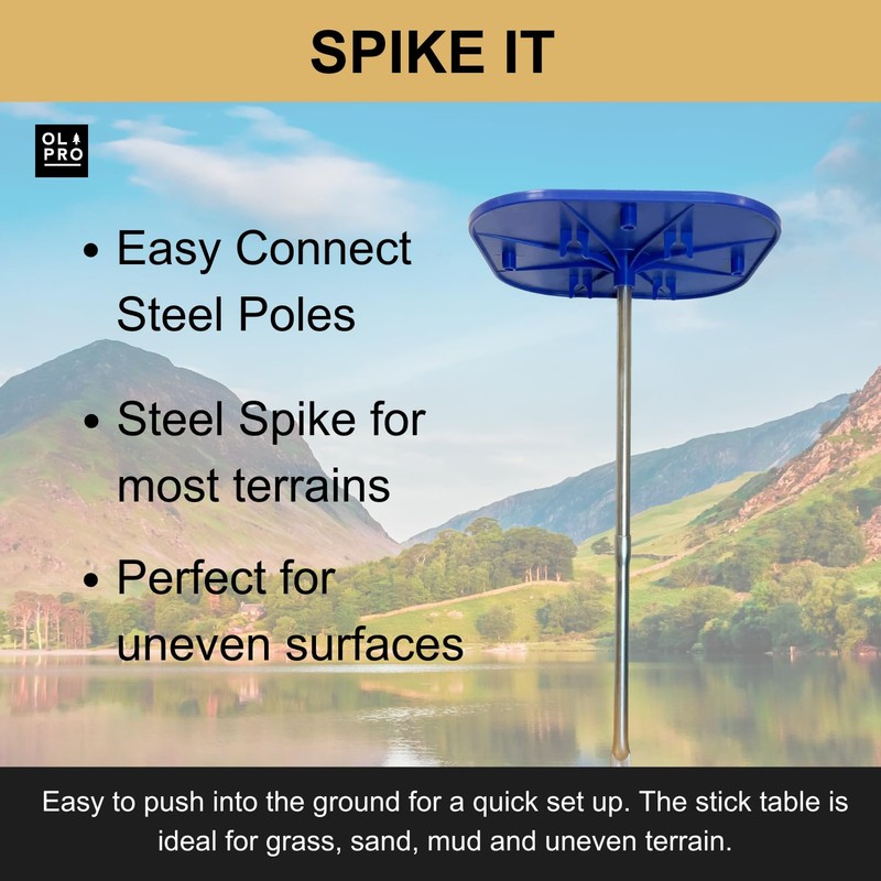 OLPRO | Portable Camping Table with Spike | Lightweight &
