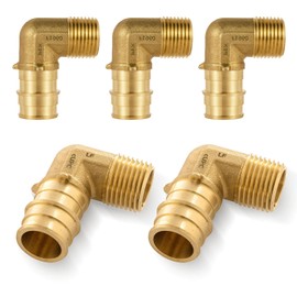 (5-Pack) Seelink PEX-A Expansion Fittings, PEX-A 3/4" x 1/2" Male NPT Elbow, Brass Expansion Pipe Fittings, for PEX Tubing Pipe Hose Fittings, ASTM F1960