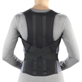 OTC Medical Posture Brace with Rigid Stays, Spinal Curve, Back Lumbar and Neck Support, X-Large, Black