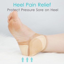 Silicone Heel Bordered Foam Dressing Waterproof Absorbent Wounds Bandages Pressure Sore Adhesive Border Protector for Cracked Heels/Ankle/Elbow Bedsore Ulcer 8"x8" Pack of 1
