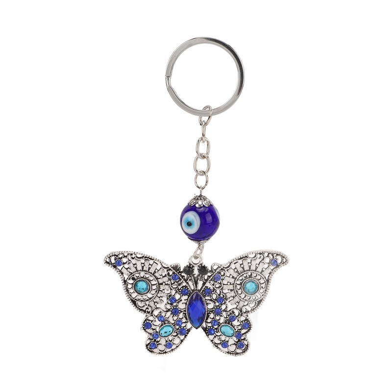 5Pcs Rhinestone Keychain Handcrafted Exquisite Beautiful Shiny Butterfly Shape Evil