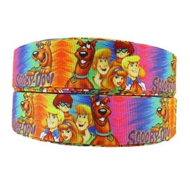 Scooby with Cast 1" Wide Repeat Ribbon Sold in Yard Lots (3 Yards)