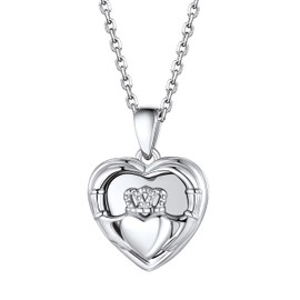 Bestyle Delicate Sterling Silver Irish Claddagh Heart Lockets for Women, Cute Love Statement Message Photo Lockets Pendant for Birthday Firendship Anniversary, 18"+2" Chain