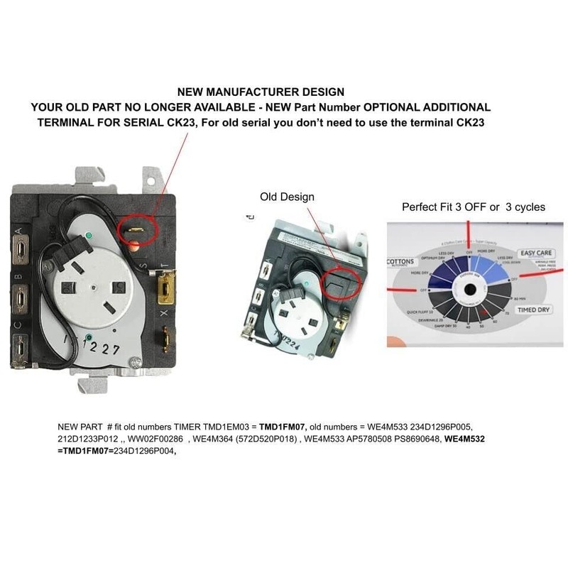 KIT TMD1EM35 DRYER TIMER Model TMD1EM35 + Knob