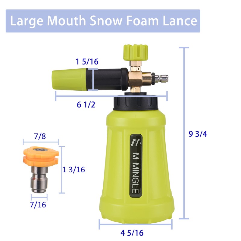 M MINGLE Foam Cannon for Pressure Washer, Car Foam Sprayer