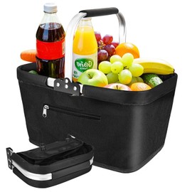 Trendecor Foldable Shopping Basket, 25 L, Family Shopping Bag, Carry Basket, Large Picnic Basket, Folding Basket, Travel Bag, Practical Shopping Basket with Padded Handles for Travel, Picnic, Shopping