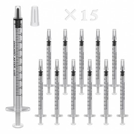15 Pack 1ml Sringe,1cc Plastic Small Syringes for Scientific Labs, Individually Sealed Package for Scientific Labs,Feeding Small Animals,Watering,Dispensing,Applicator (1ml)