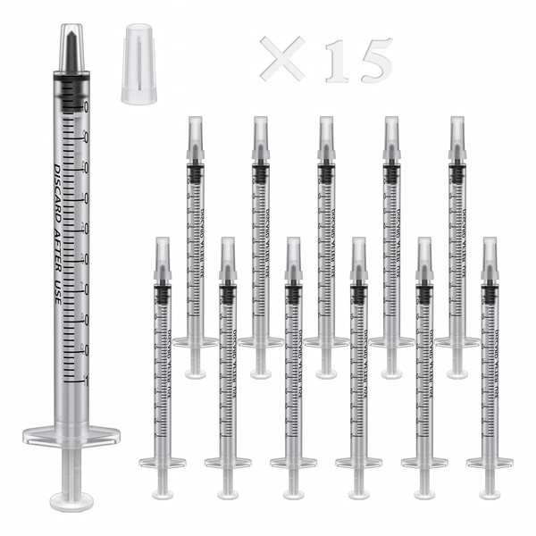 15 Pack 1ml Sringe,1cc Plastic Small Syringes for Scientific Labs,