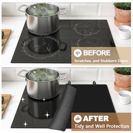 Nardea Large 30inch Stove Top Cover Protector, Electric Stovetop Covering Mat for Induction Ceramic 4/5 Burners Glass Cooktop, 30.7 X 21.25 inch Flat Top Oven Cover, Black