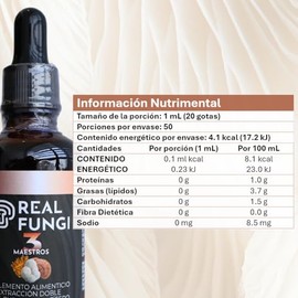 3 Maestros (Cordyceps, Reishi y Melena de Leon) Suplemento en liquido de extracto de hongo - (50ml) sin OMG (50 dias)                                 