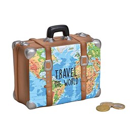 Wurm Beautiful money box, piggy bank, holiday cash, travel box, brown with stoppers, great gift idea