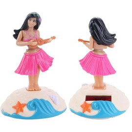 Sndperiexam 1 Pc Pink Solar Powered Dancing Figures Decoration -Hawaii Shaking Head Ornaments Hula Dance Girl -Car Dashboard Interior Decoration Desktop Ornaments,Solar Power Kits (4.13 x 2.56)
