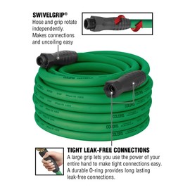 Colors™ SwivelGrip® Garden Hose, 5/8" x 75', 3/4" - 11 1/2 GHT Fittings, Forest Green