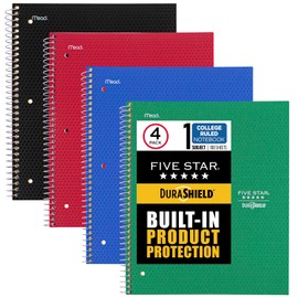 Five Star Cuaderno Profesional Rayado 100 Hojas Antimicrobiano 4 Pzas