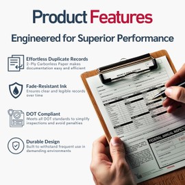 25 Pack Buck Record of Annual Inspection Forms with Inspection Decal, 2-Ply Carbonless Form, DOT Compliant, Fade-Resistant, Meets 49 CFR 396.21 & 396.17(c)(2) Standards, 9.5" x 11", Made in The USA