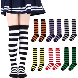 ZGKULAEAOW Shimajima High Socks, 3-6 Years, 6-12 Years Old, Kids Socks, Stand Out, Halloween, Sports Festival, Tripe, Border, Boys, Girls Socks, Cosplay, Costume, Thin Border Black & Red