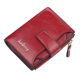 Women's RFID Blocking Wallet PU Small Compact Bi-fold Purse with Zipper Coin Pocket Card Case Purse with ID Window
