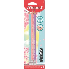 Maped Black Peps Pastel HB Graphite Pencils (Pack of 3)