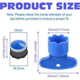 10 Piece Tap Strainer Set, Aerator M18.5, Aerators for Taps, M18.5 for Aerator Package with 2 Mixing Nozzle Keys, Plastic Strainer Insert, Tap Aerator for Bathroom, Kitchen