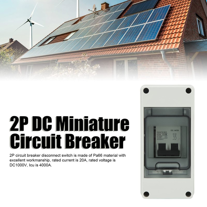 DC Miniature Circuit Breaker, 2 Pole DC1000V 20Amp Isolator with