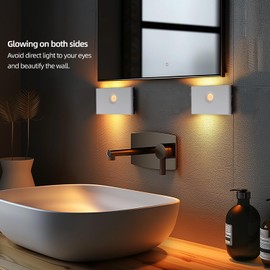 da LIGHT da LIGHT Nachtlicht mit Bewegungsmelder Akku, 2 Stck Led Treppenbeleuchtung USB Wiederaufladbar, Schranklicht Auto/EIN/AUS, FlurLicht 3000K Warmwei? fr Flur, Schlafzimmer, Kchen, Schrank