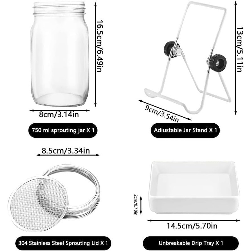 Sprouting Jar, Sprouts Growing kit, Mason Jar for Bean Sprouts