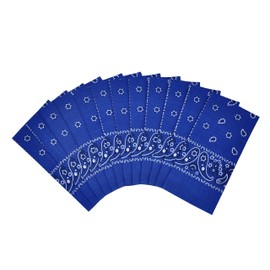 Vamqor 12pcs Bandana for women and men 100% Cotton Custom Fashion Paisley Design Multifunctional Outdoor Square Handkerchief（royal blue）