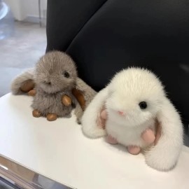 no brand Fluffy Bunny Charm | Soft and Adorable | Keychain Accessory | Perfect for Keys