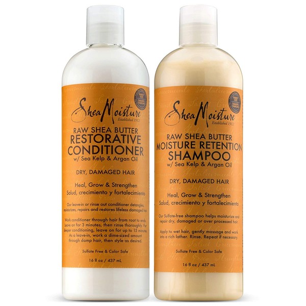 SheaMoisture Raw Shea Butter Shampoo & Conditioner Set | 16 fl. oz. Shampoo | 16 fl. oz. Conditioner