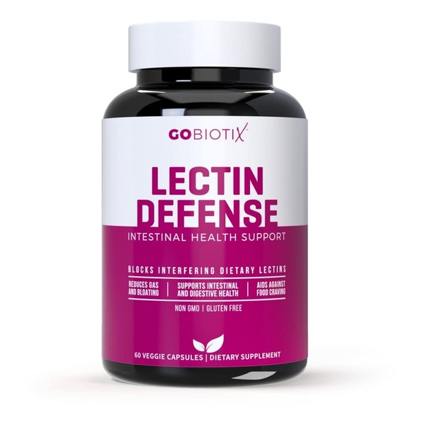GOBIOTIX Lectin Defense - Lectin Blocker Supplement with MSM and Digestive Enzymes - Aids in Intestinal Health for Women and Men - Non-GMO + Gluten Free - 60 Capsules (1)