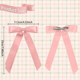 Yetuab Satin Bow Double Ribbon Hair Clips, 2 Count - Hair Clip for Women, Girls Bows and Hair Accessories, White/Pink, Unisex, Classic Style, Party, Wedding & Holiday