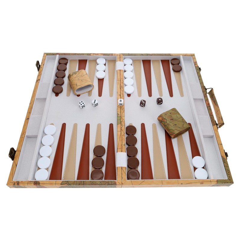 WE Games Map Design Backgammon Set - 18 Inch with