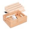 Relaxdays Bamboo Docking Station, Desk Phone Stand for 6 Devices,